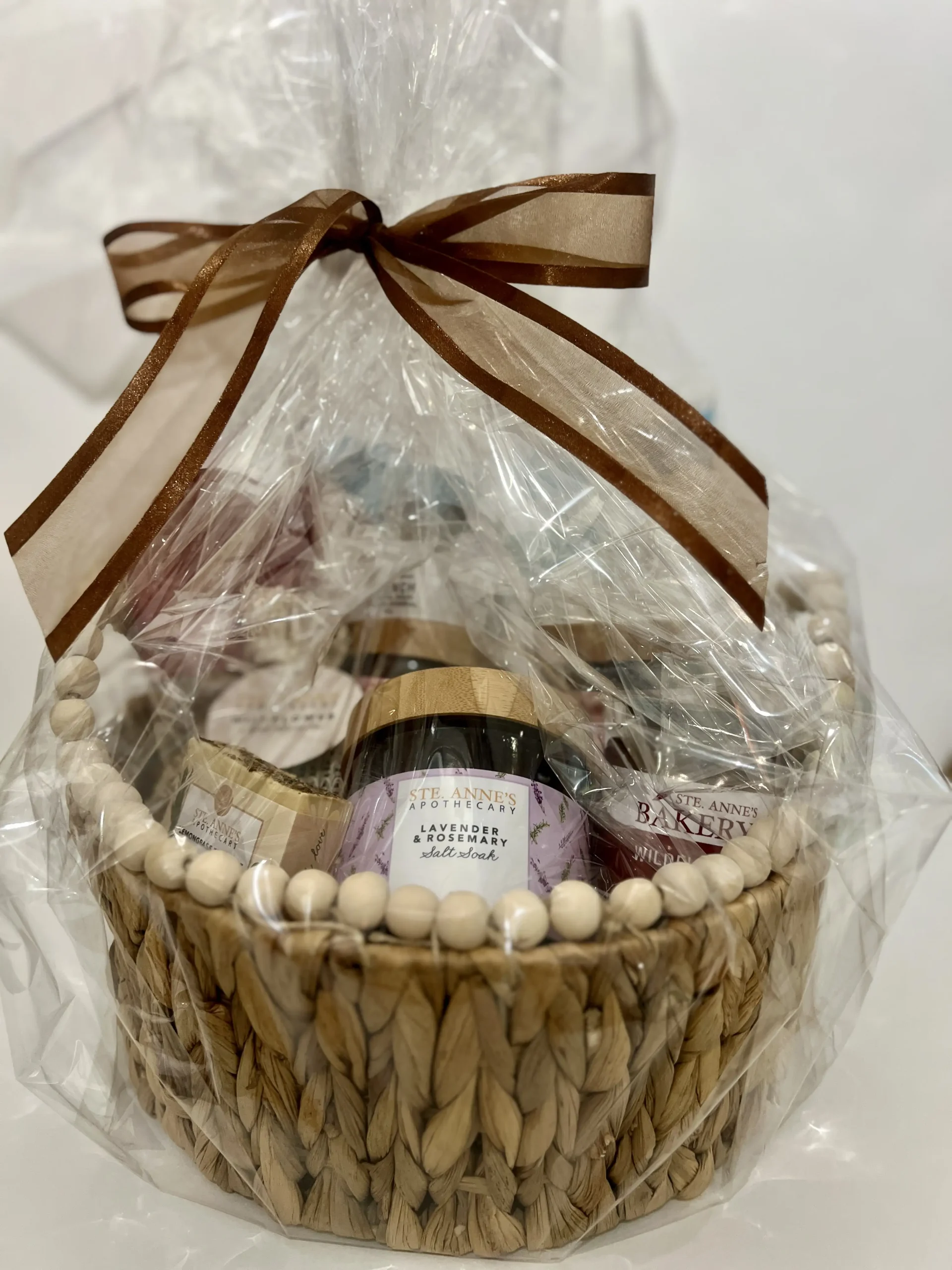 gift basket featuring skincare items