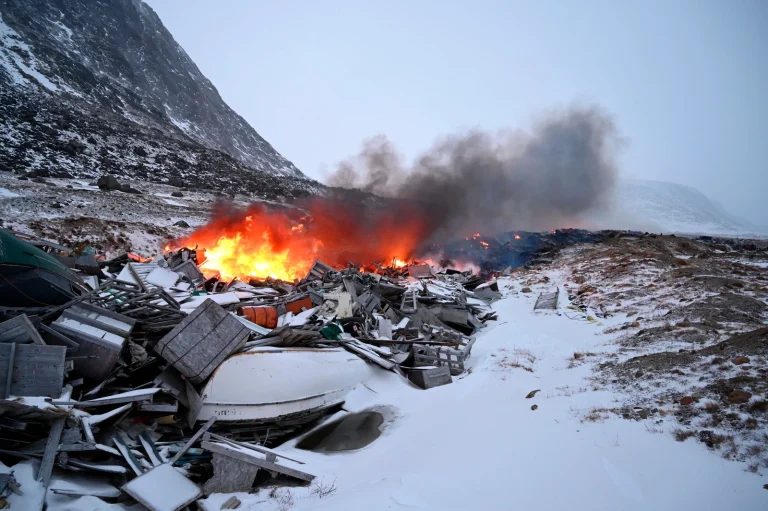 photograph of a dump fire in the Arctic