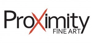 Proximity Fine Art logo. Black text with a red "x."