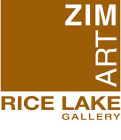 Zim Art Rice Lake Gallery logo. Dark gold and white square. Text reads: "Zim Art Rice Lake Gallery."