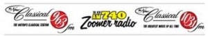 Classical 96.3 fm and AM 740 Zoomer Radio logos.