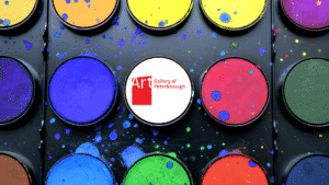Multicolour watercolour palette with AGP logo