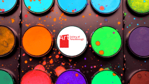 Multicolour watercolour palette with AGP logo