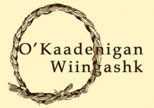 O'Kaadenigan Wiingashk Collective logo. Braided sweet grass graphic.