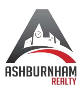 Ashburnham Realty logo. City scape graphic.