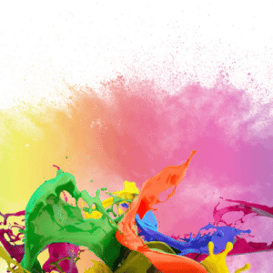 Colourful splash of paint over a rainbow cloud of dust