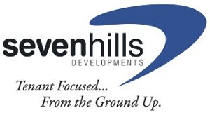 Seven Hills Developments logo. Text reads: "Tenant Focused...From the Ground Up." Blue c graphic.