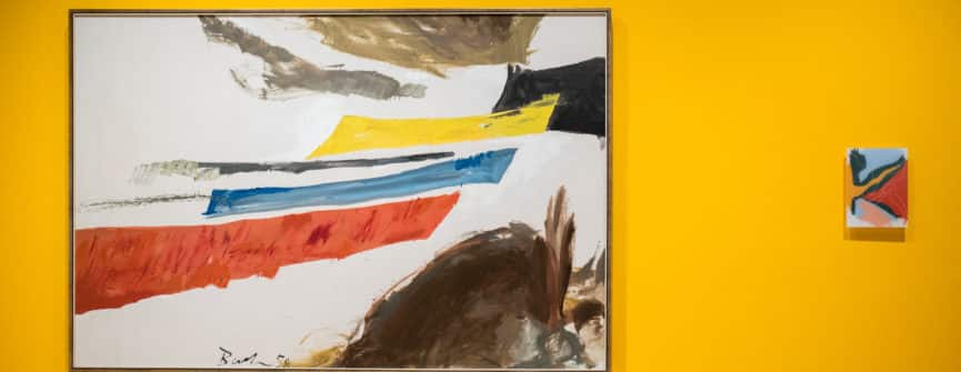 Left: Jack Bush, Breakthrough, 1958, oil on canvas (Collection of the Robert McLaughlin Gallery); Right: FFG, letters, 2018-2019, digital drawing; chromogenic prints mounted on plexi