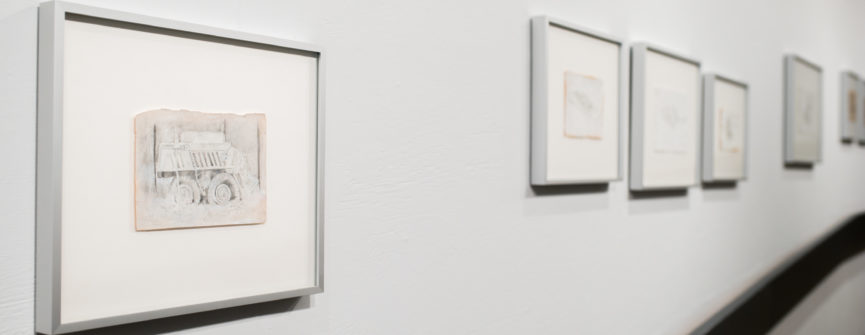 Studies of Irradiated Robots, 2016, graphite and silverpoint on gessoed paper; installation view
