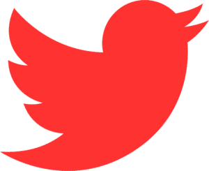 twitter logo in red