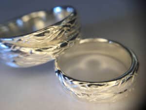 Two sterling silver wedding bands by Sandy MacFarlane