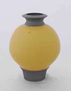 Yellow and blue-grey coloured vase by Bill Reddick