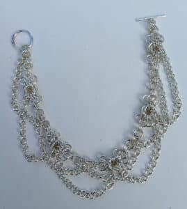 Handmade silver chain anklet with multiple interlocking links by Frances Timbers