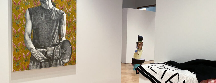 From Left: work by Fiona Crangle, Ale Groen, and Brandon Wulff