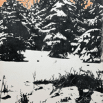 Shannon Taylor, Snowscape, 2018, ink, pencil, and toner on paper, mounted on board, 28.25