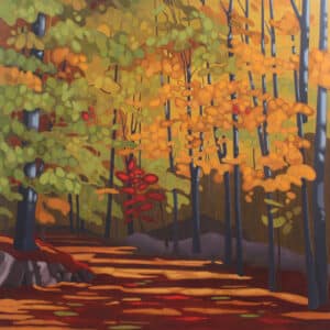 painting of fall trees by Leanne Baird