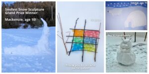 a compilation of winning entries to the 2023 Snofest Snow Sculpture Competition