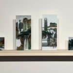 Don Kwan, Reflections in the Landscape (detail), 2022, mixed media, glass lantern panels, sourced family photos, wood, 84