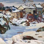 Oskar Schlienger, Mountain Stable, Bancroft, 1956, oil on canvas, Collection of the Art Gallery of Peterborough