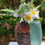 Christy Haldane, Christy Haldane, Vase with Wildflowers, 2023, recycled window glass & stone KAST2024